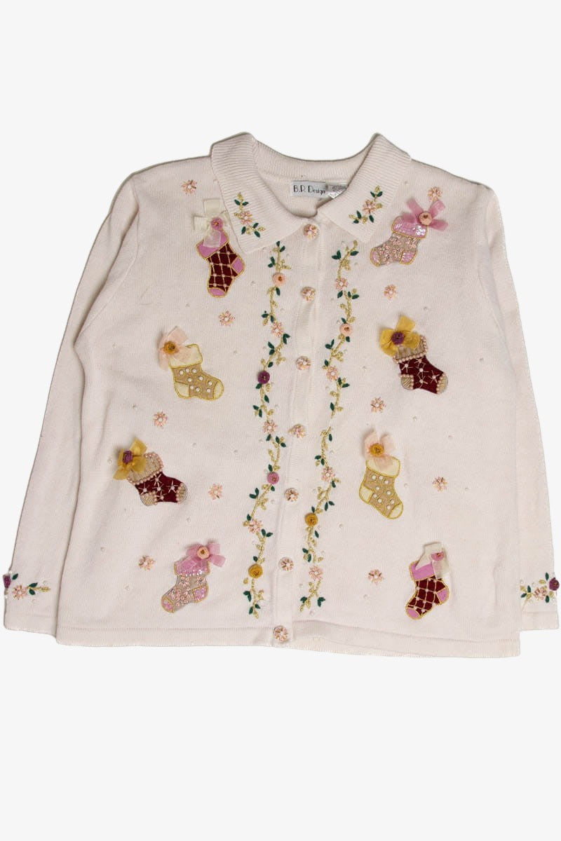 White Ugly Christmas Stocking Cardigan 60274