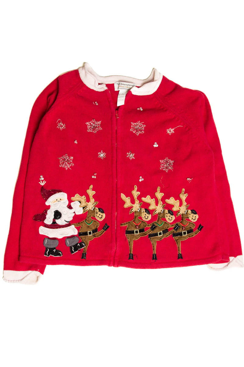 Red Ugly Christmas Kickline Reindeer Cardigan 60284