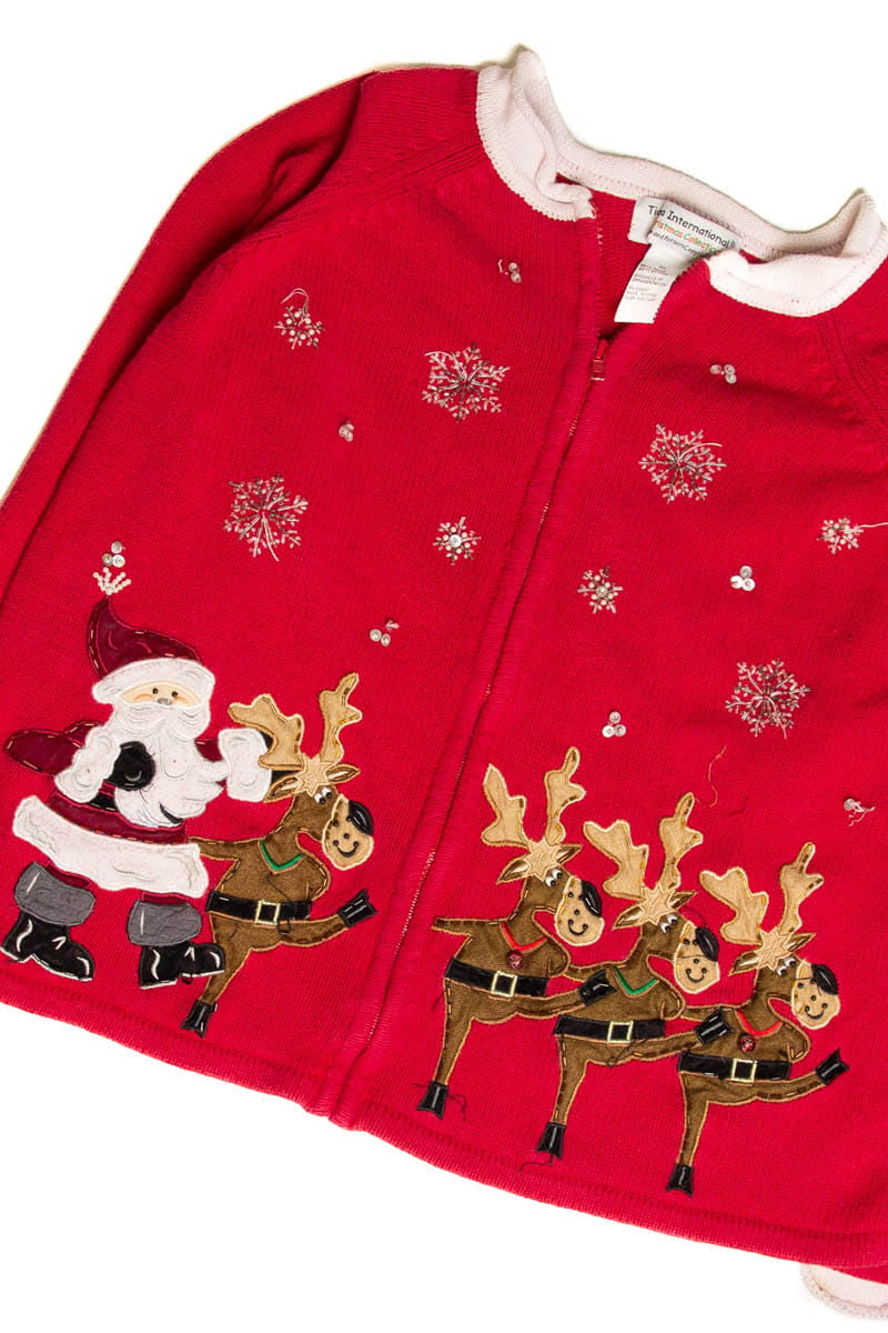 Red Ugly Christmas Kickline Reindeer Cardigan 60284
