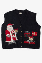 Santa and Presents Black Ugly Christmas Sweater Vest 60804