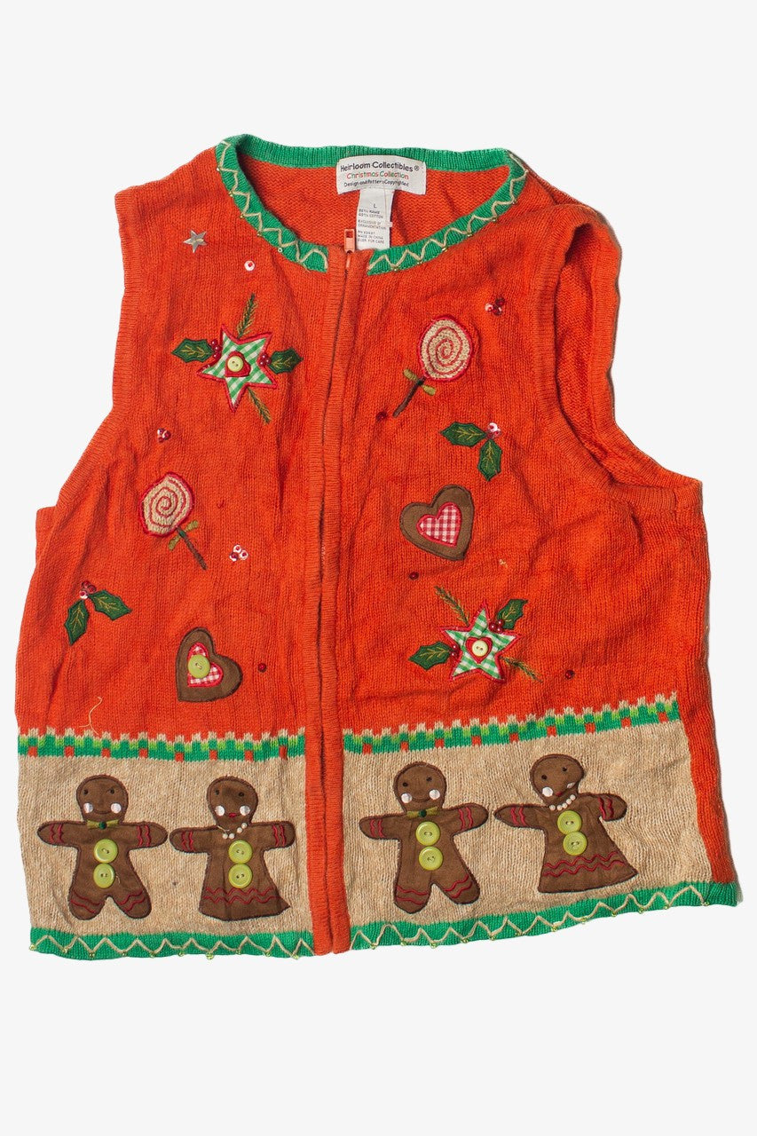Orange Gingerbread Ugly Christmas Sweater Vest 60806