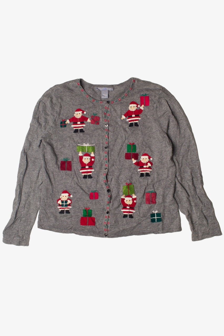 Santa With Presents Gray Ugly Christmas Sweater 60814