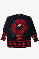 Poinsettia Wreath Ugly Christmas Sweater 60824