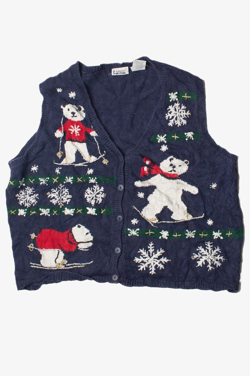 Skiing Bears Ugly Christmas Sweater Vest 60837