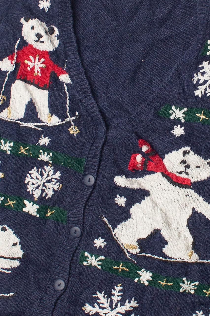 Skiing Bears Ugly Christmas Sweater Vest 60837