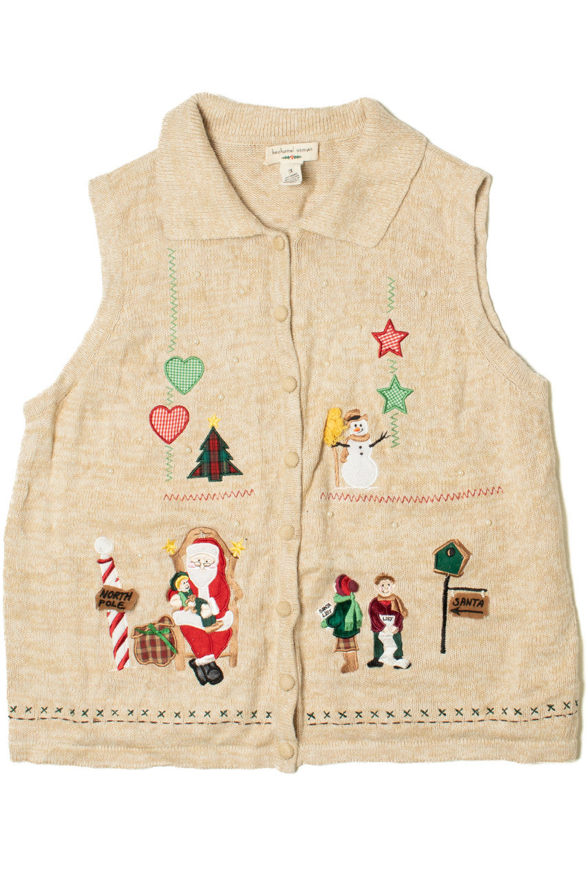 Beige Ugly Christmas Sweater Vest 61327