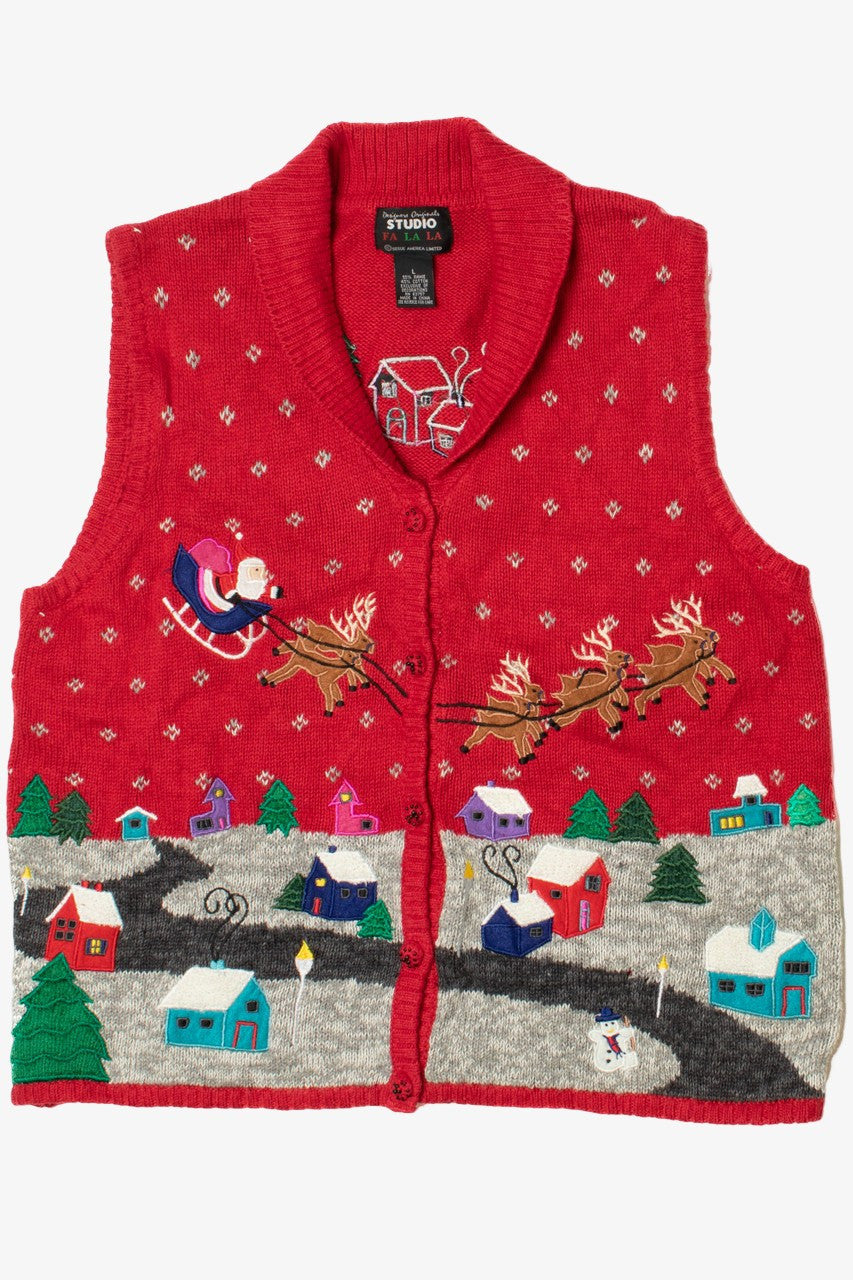 Santa & His Reindeer Ugly Christmas Sweater Vest 61328