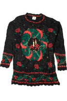 Vintage Poinsettia Wreath Ugly Christmas Sweater 61332