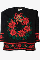 Shimmery Poinsettia Wreath Ugly Christmas Sweater 61343