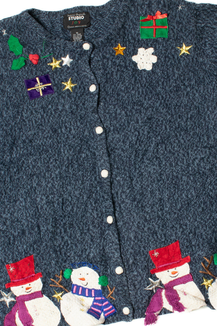 Blue Ugly Christmas Cardigan Sweater 61352