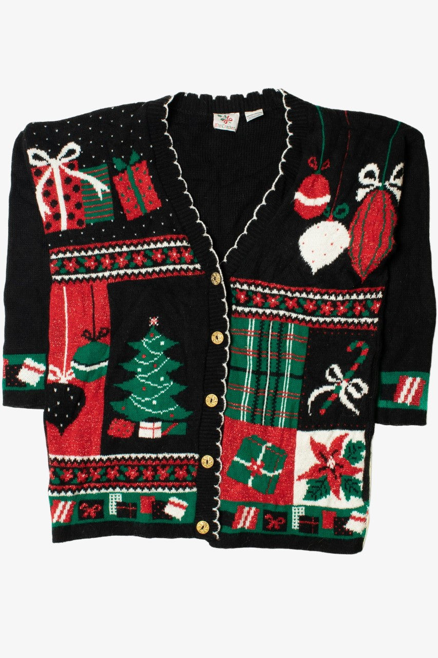 Shimmery Black Ugly Christmas Cardigan Sweater 61354