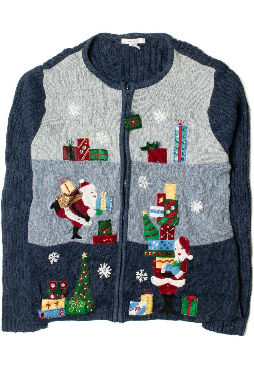 Snowy Santa Ugly Christmas Zip-Up Sweater 61356