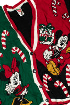 Mickey & Minnie Mouse Disney Shimmery Ugly Christmas Cardigan Sweater