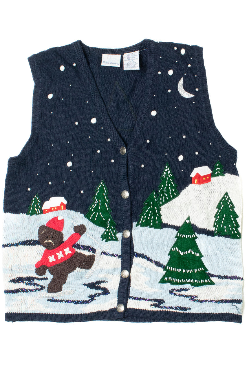 Skiing Bear Ugly Christmas Sweater Vest 61375