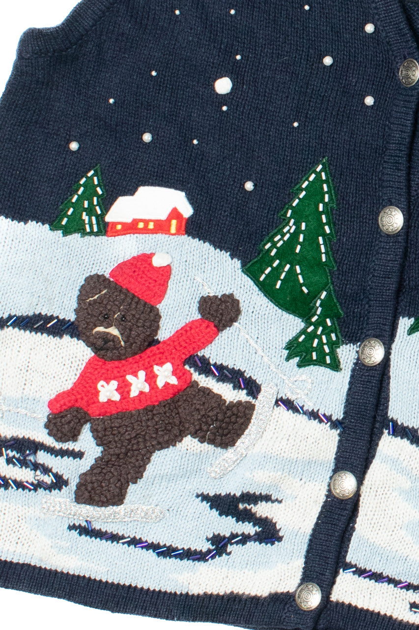 Skiing Bear Ugly Christmas Sweater Vest 61375