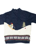 Skiing Snowmen Ugly Christmas Zip-Up Cardigan Sweater 61385