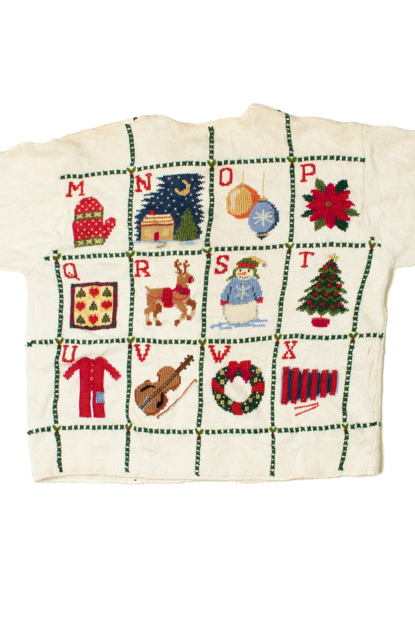 ABC's of Christmas Patchwork Ugly Christmas Cardigan 61386