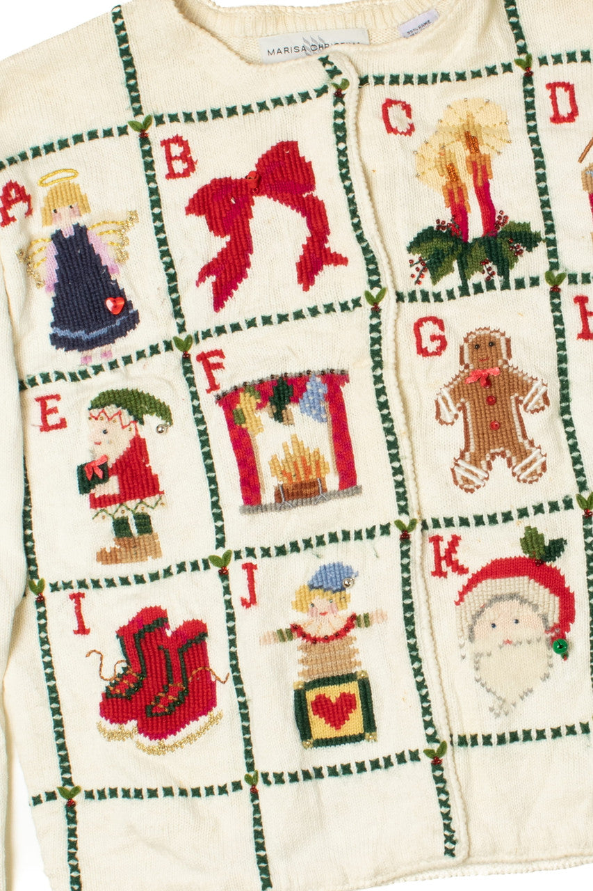 ABC's of Christmas Patchwork Ugly Christmas Cardigan 61386