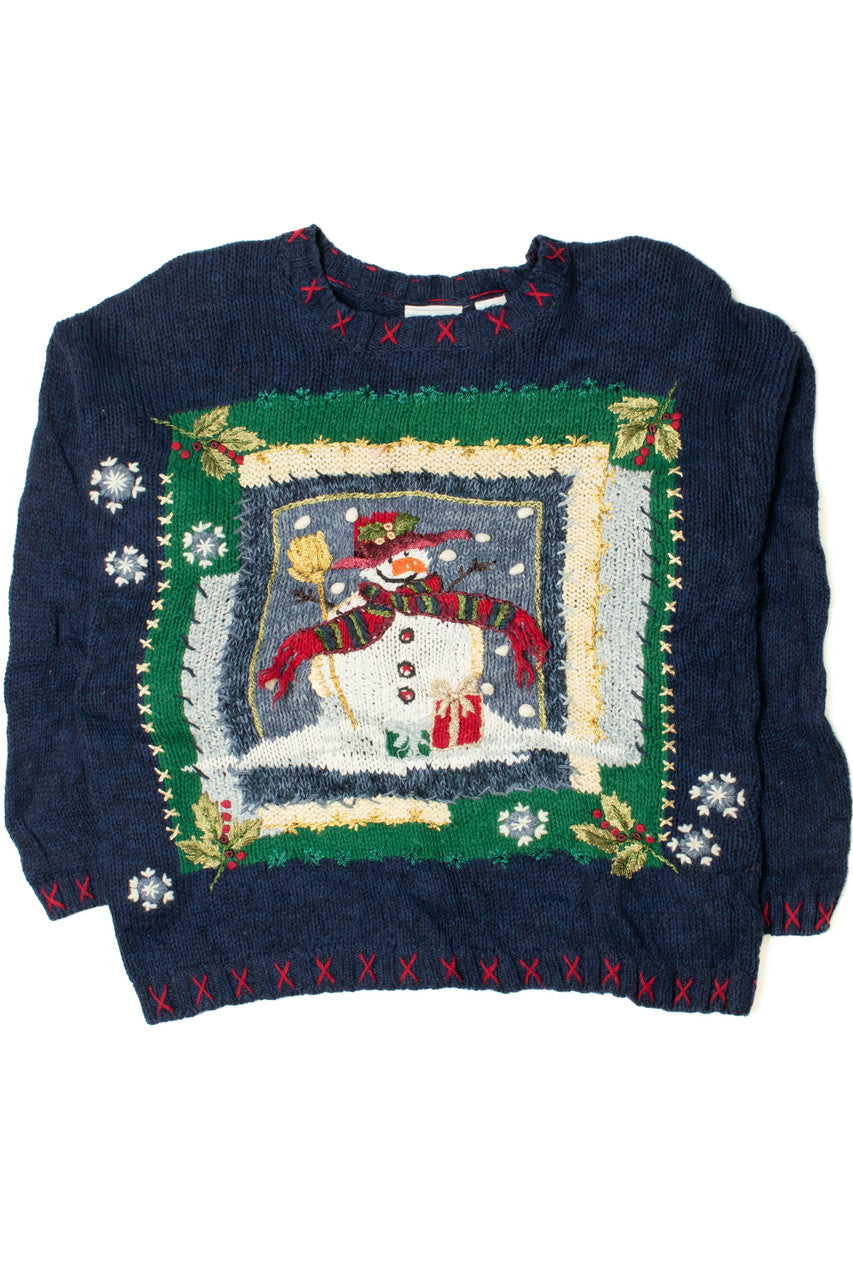 Patchwork Snowman Ugly Christmas Pullover 61387