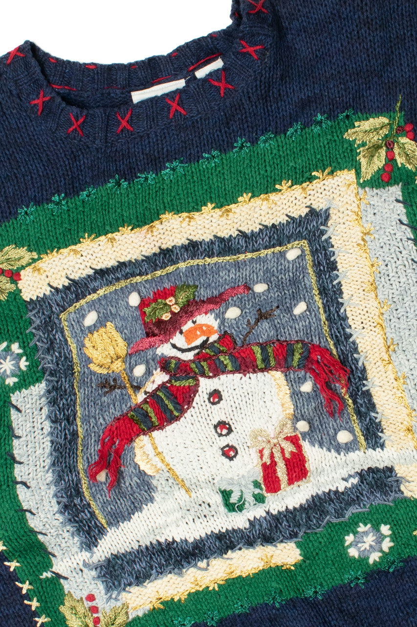 Patchwork Snowman Ugly Christmas Pullover 61387