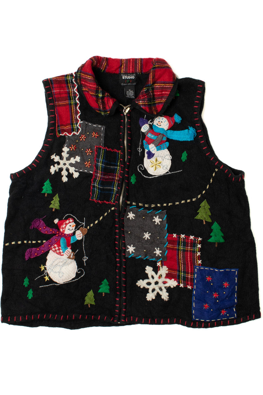 Snowman Patchwork Ugly Christmas Vest 61399