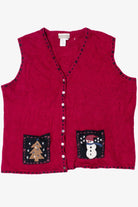 Patchwork Front Pockets Ugly Christmas Vest 61403