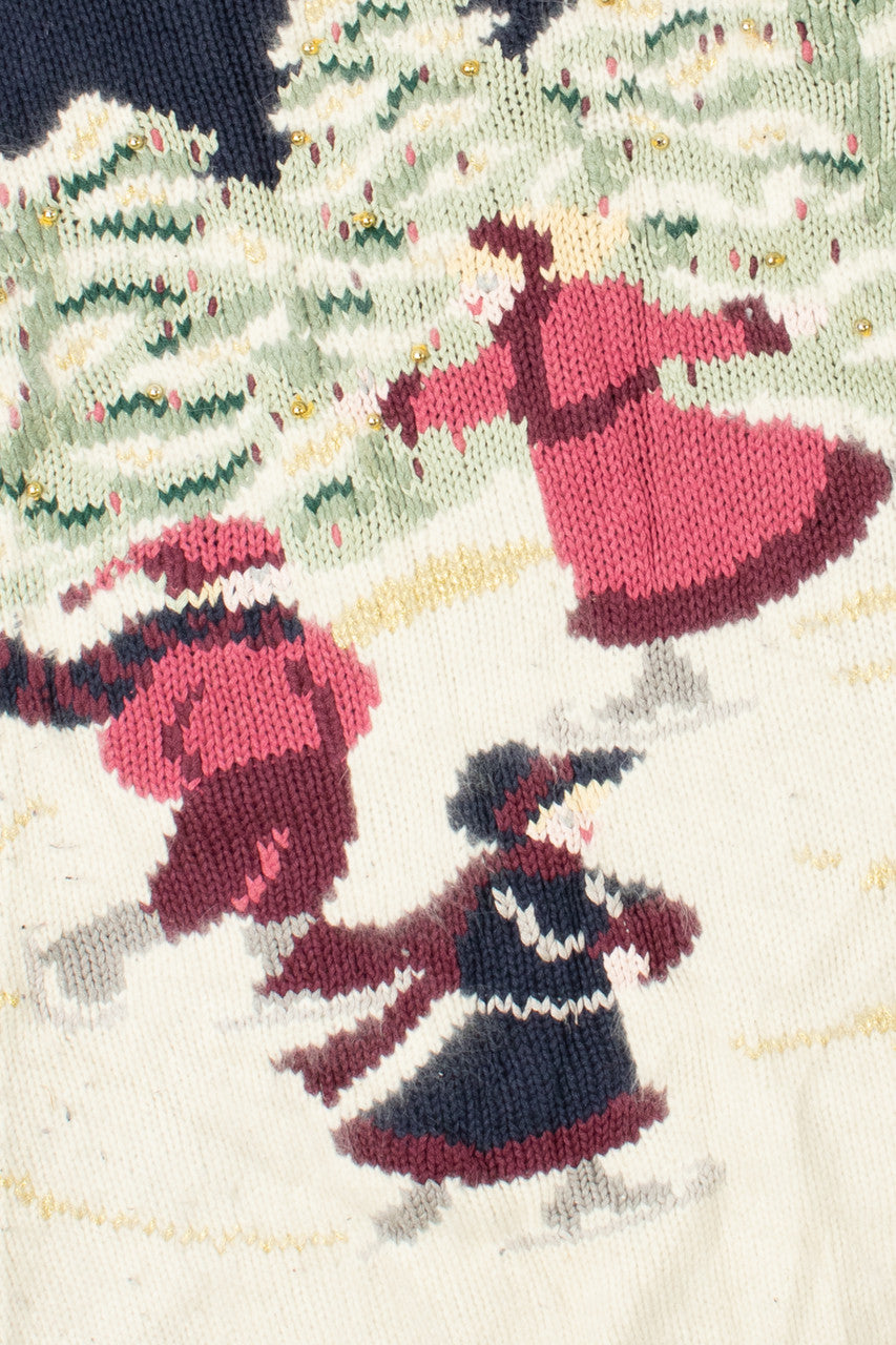 Karen Scott Ice Skating Trio Ugly Christmas Pullover 61412