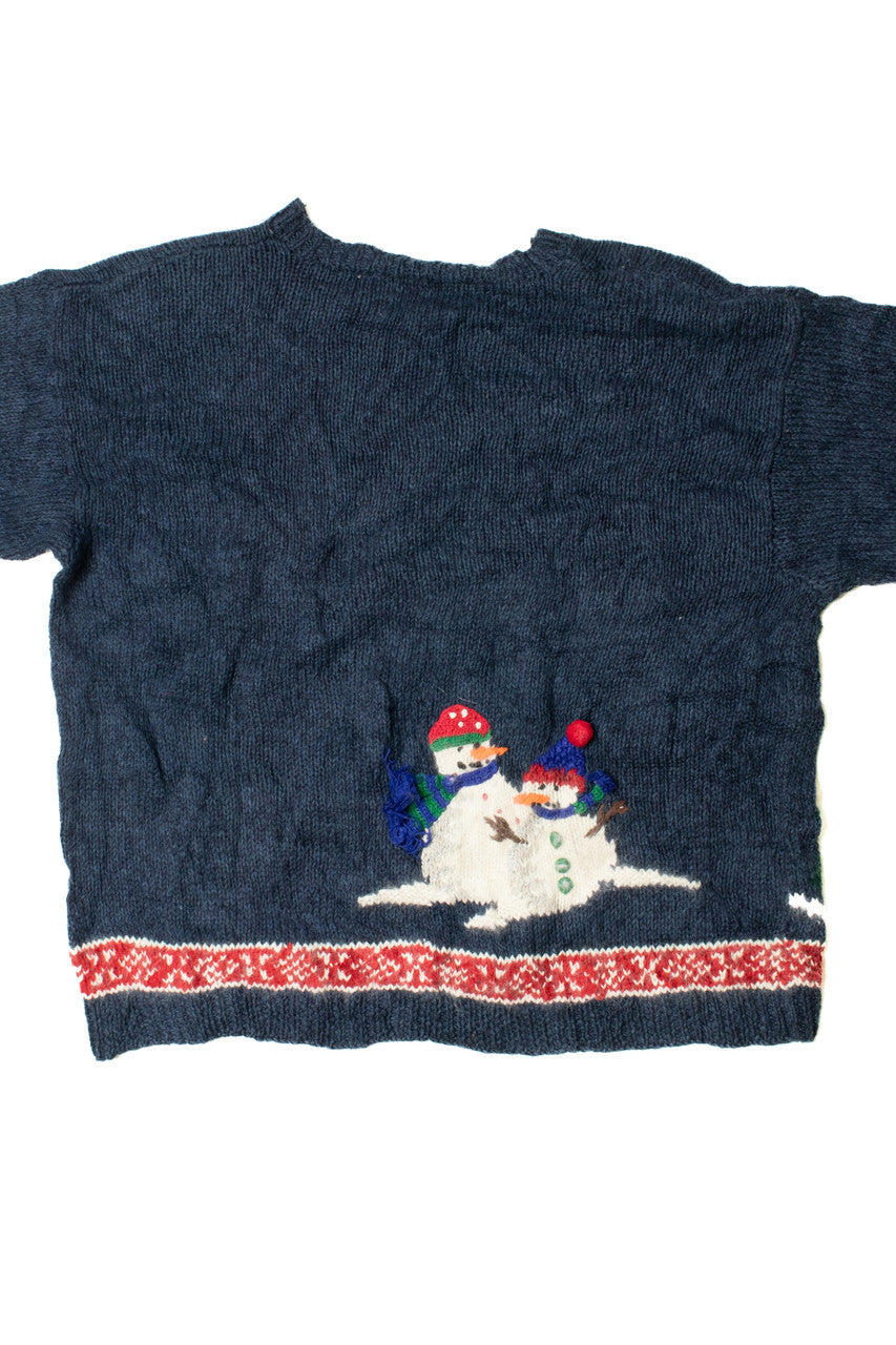 Hand Knit Snowmen Ugly Christmas Pullover 61414
