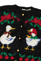 Hand Embroidered Duck Family Ugly Christmas Cardigan 61421