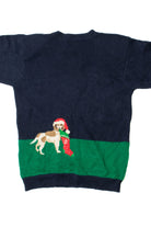 Navy Santa's Workshop Hand Embroidered Ugly Christmas Sweater 61427