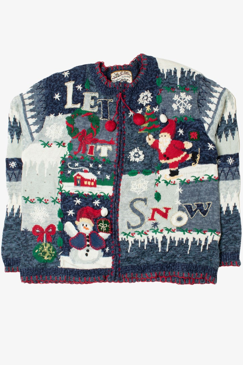 "Let It Snow" Ugly Christmas Zip-Up Cardigan 61432