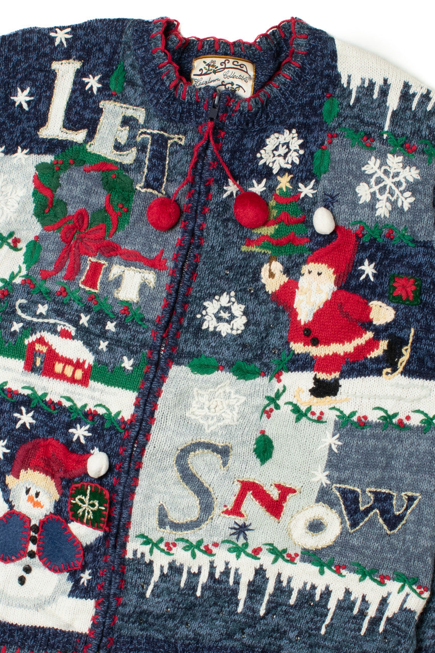 "Let It Snow" Ugly Christmas Zip-Up Cardigan 61432