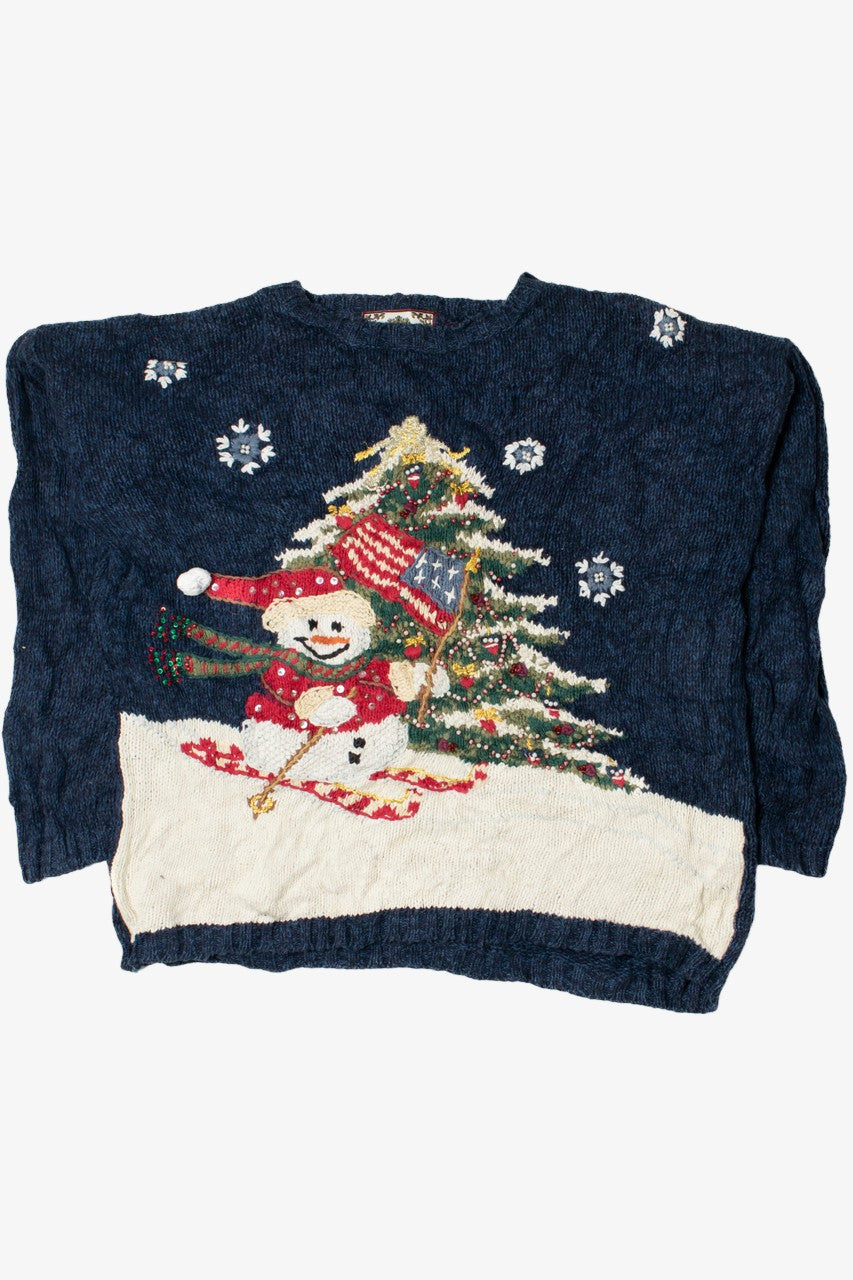 Americana Skiing Snowman Ugly Christmas Sweater 61435