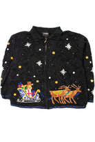 Santa Chimney Scene Ugly Christmas Zip-Up Cardigan 61436