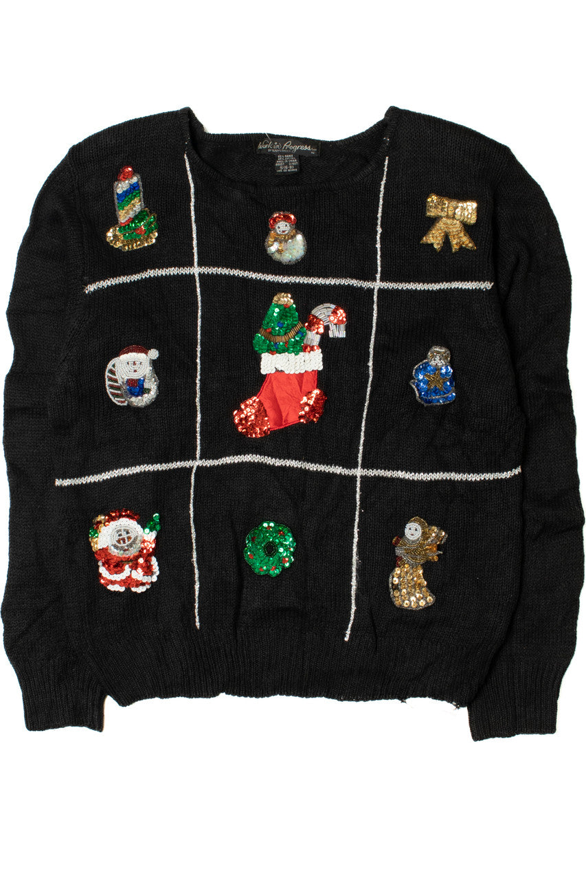 Sequin Holiday Grid Ugly Christmas Sweater 61444