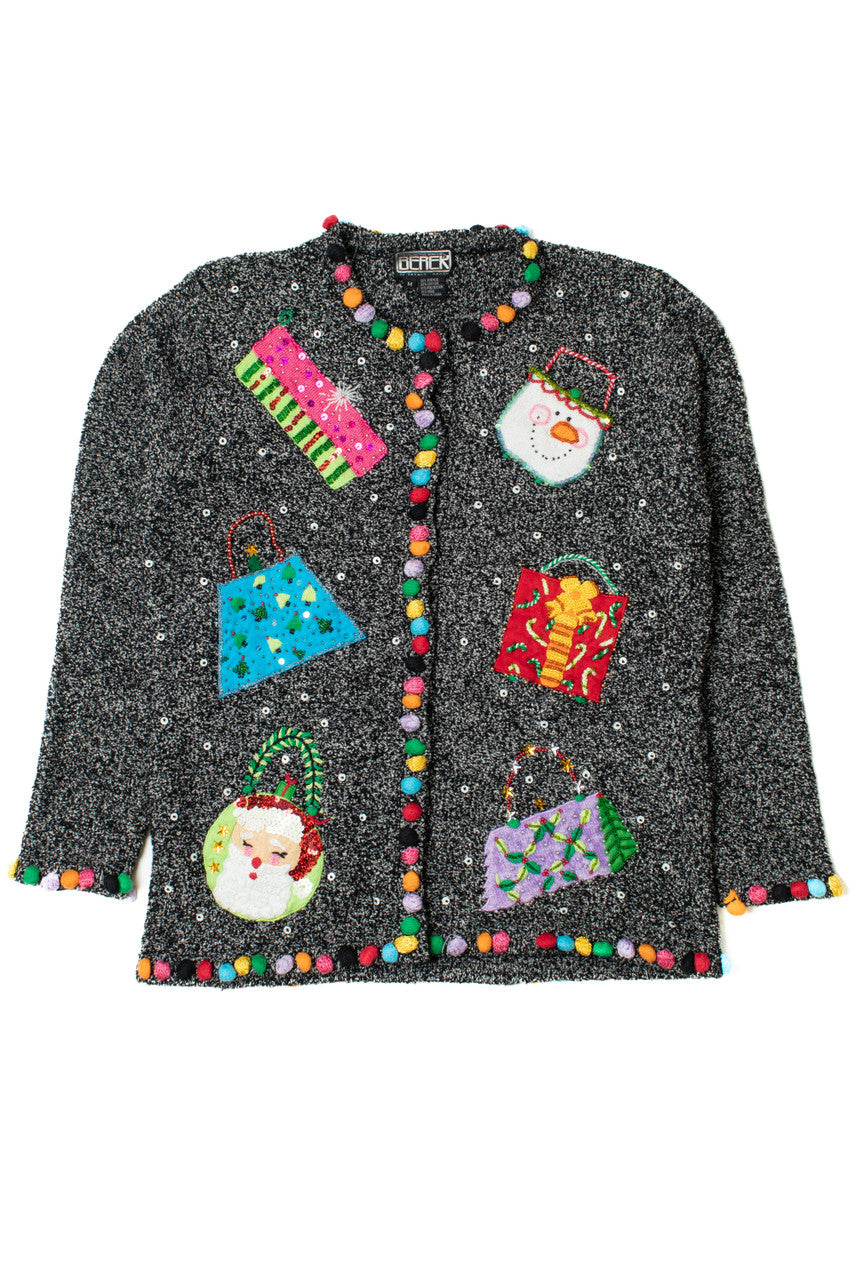 Pom Pom Lined Ugly Christmas Cardigan 61446