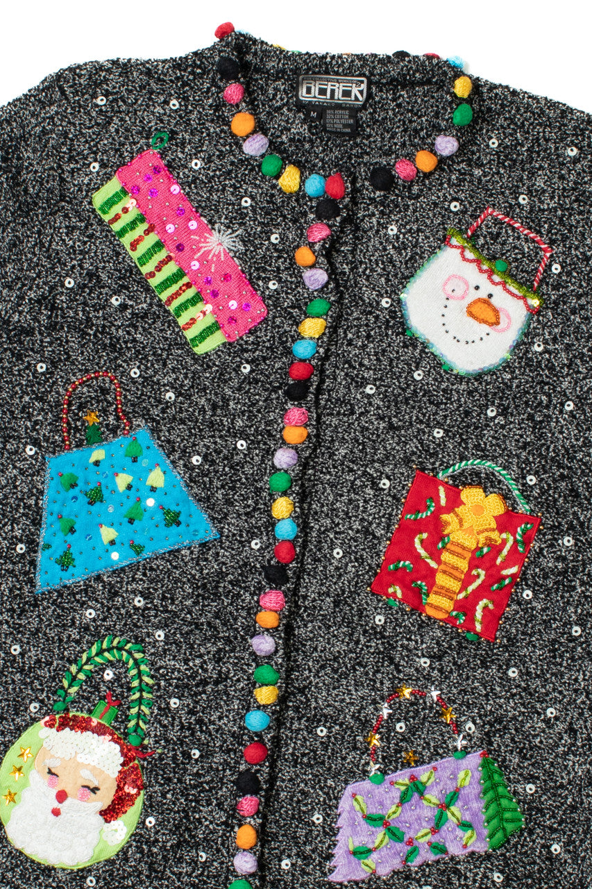 Pom Pom Lined Ugly Christmas Cardigan 61446