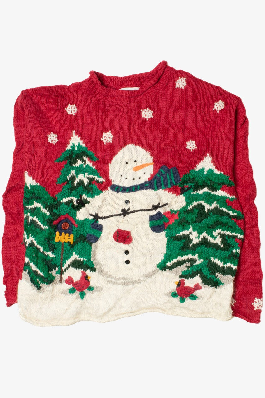 Snowman In The Snowy Trees Ugly Christmas Sweater 61449