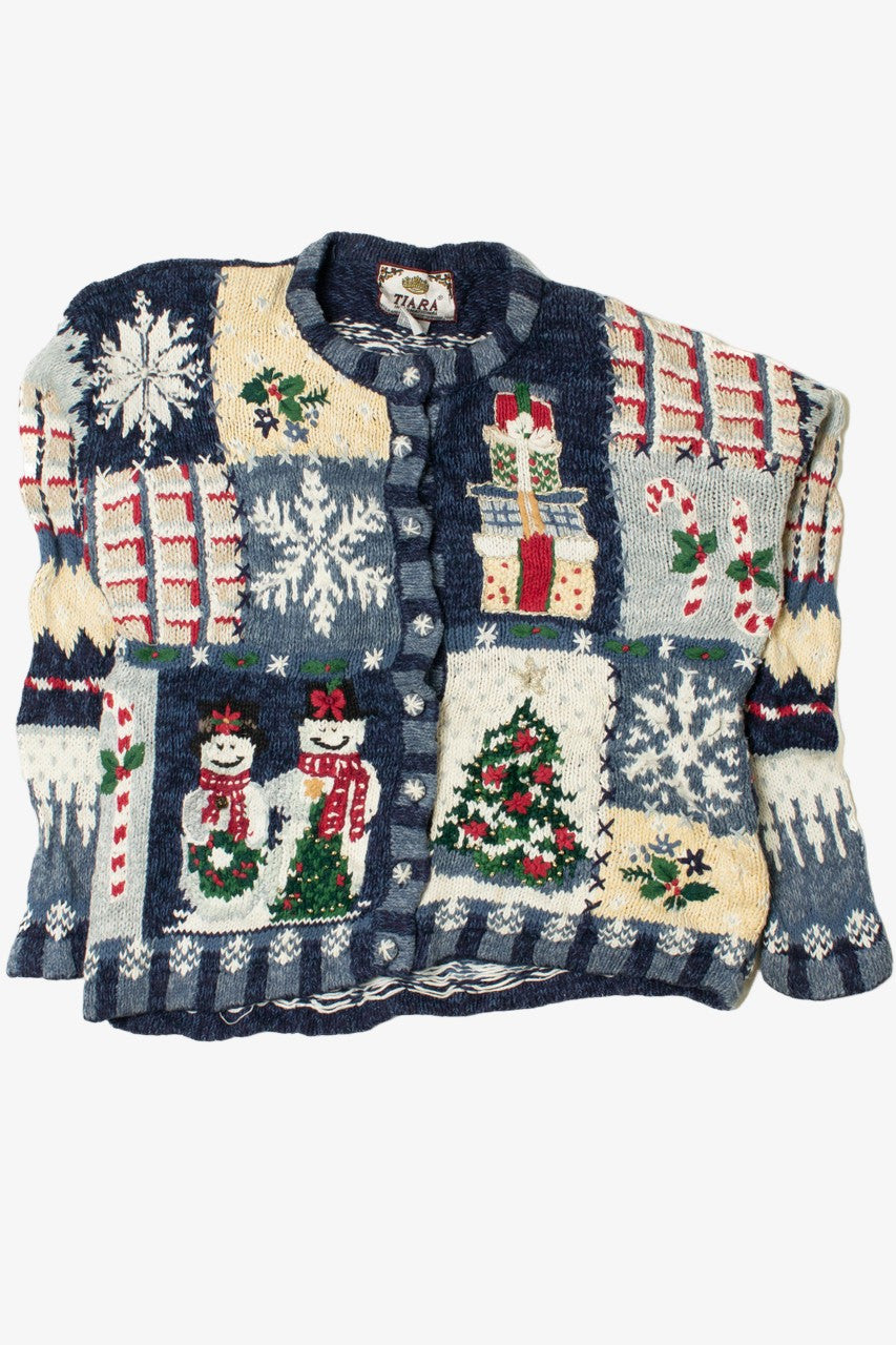 Snowy Holiday Elements Ugly Christmas Cardigan 61453