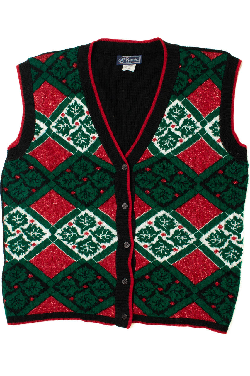 Shimmery Patterned Ugly Christmas Vest 61475