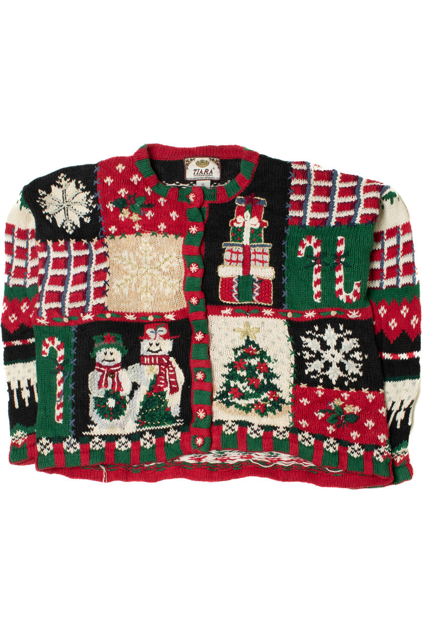 Patchwork Holiday Elements Ugly Christmas Cardigan 61487