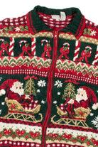 Santa Candy Cane Pattern Ugly Christmas Cardigan 61489