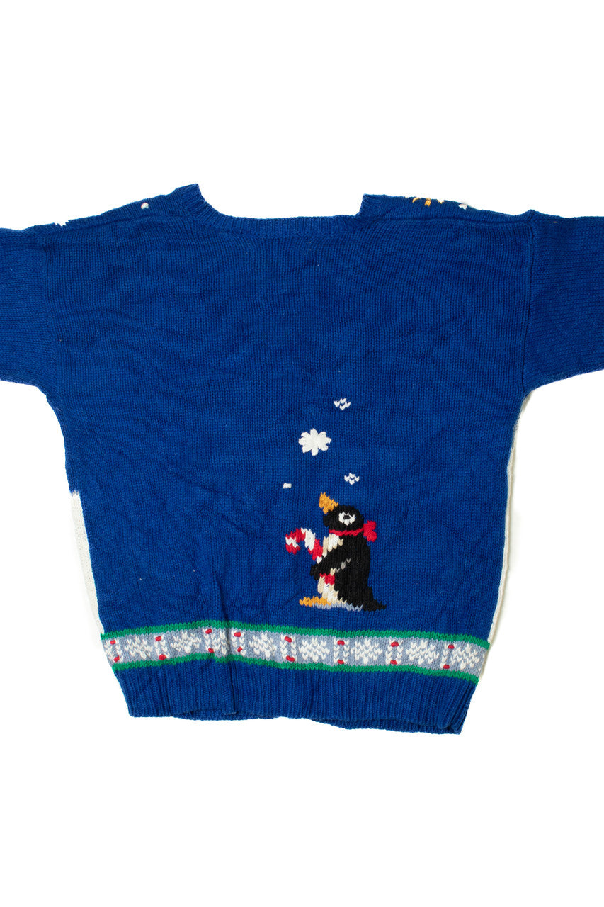 Penguin Holiday Scene Ugly Christmas Cardigan 61492