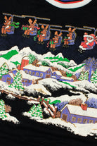 Santa Ski-Lift Over Snowy Town Ugly Christmas Sweatshirt 61508