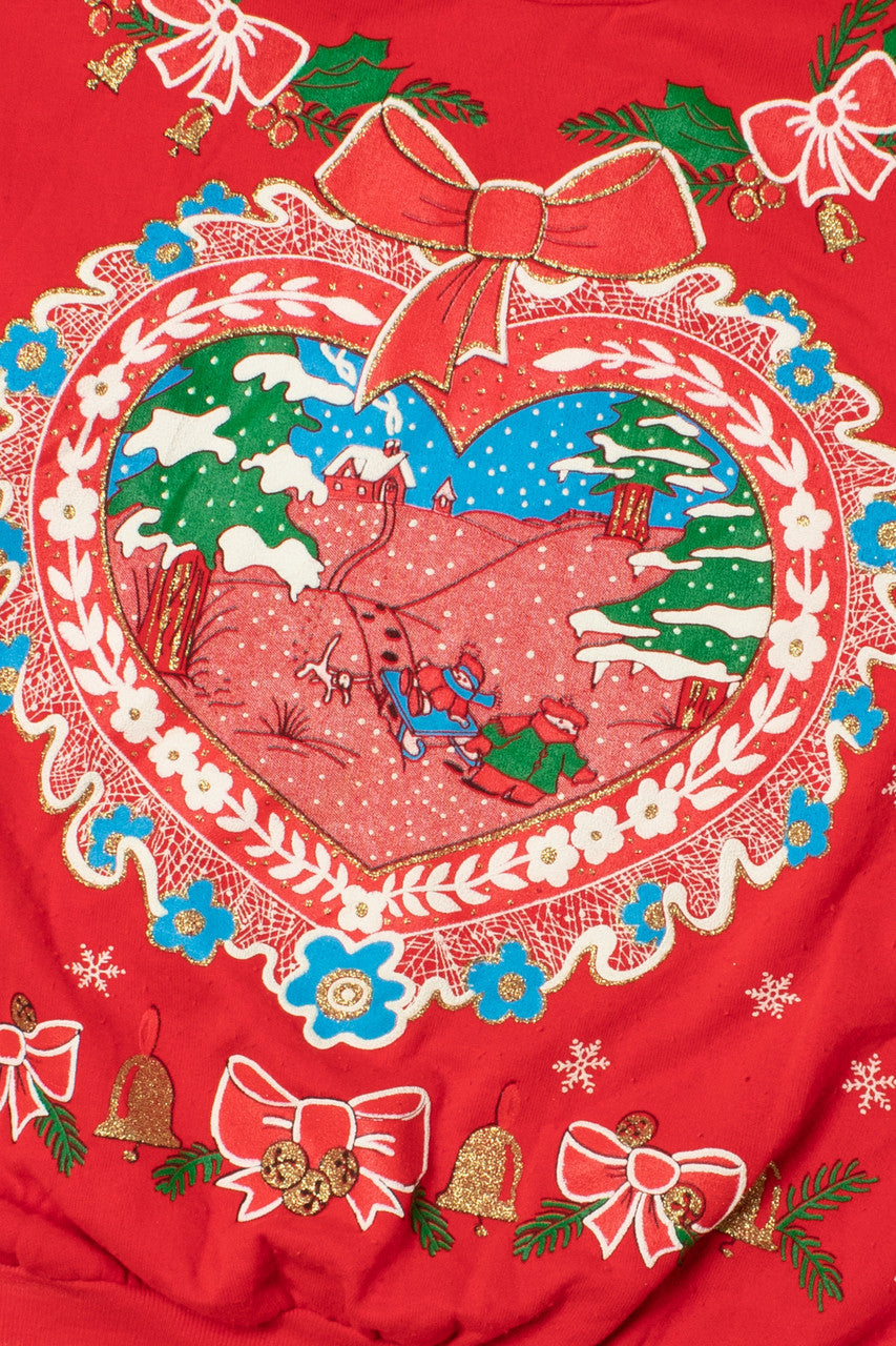 Vintage Heart & Bows Ugly Christmas Sweatshirt 61514