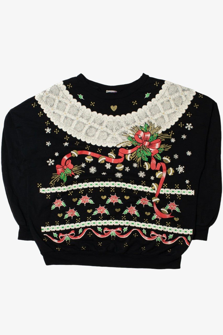 Vintage Faux Lace Print Ugly Christmas Sweatshirt 61518