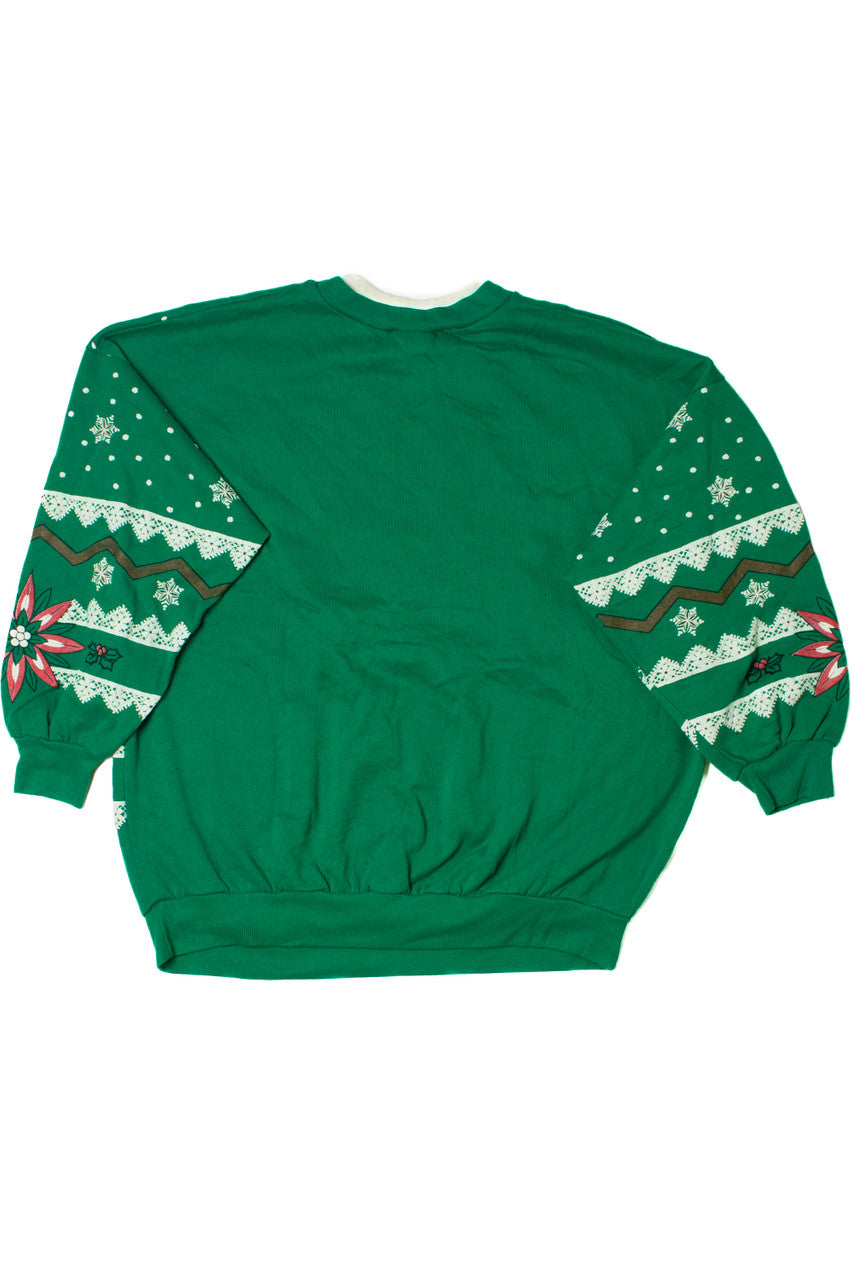 Vintage Santa & His Sleigh Landscape Ugly Christmas Sweatshirt 61519