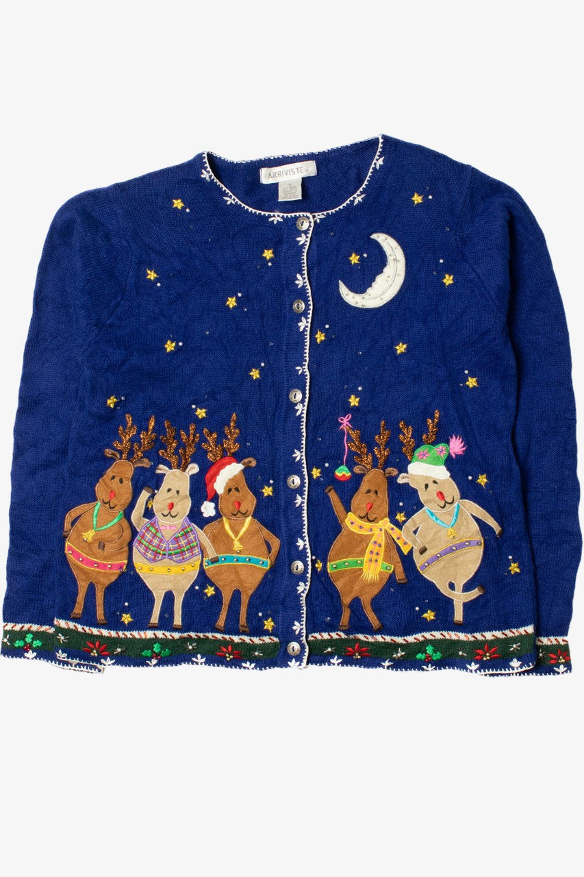 Reindeer In The Night Sky Ugly Christmas Cardigan 61532