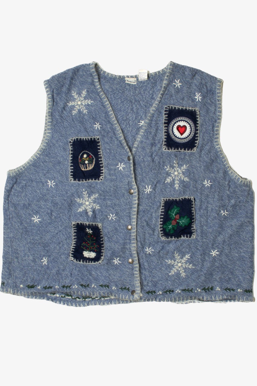 Cottagecore Embroidered Snowflakes Ugly Christmas Vest 61539