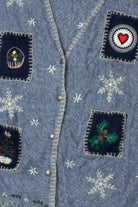 Cottagecore Embroidered Snowflakes Ugly Christmas Vest 61539